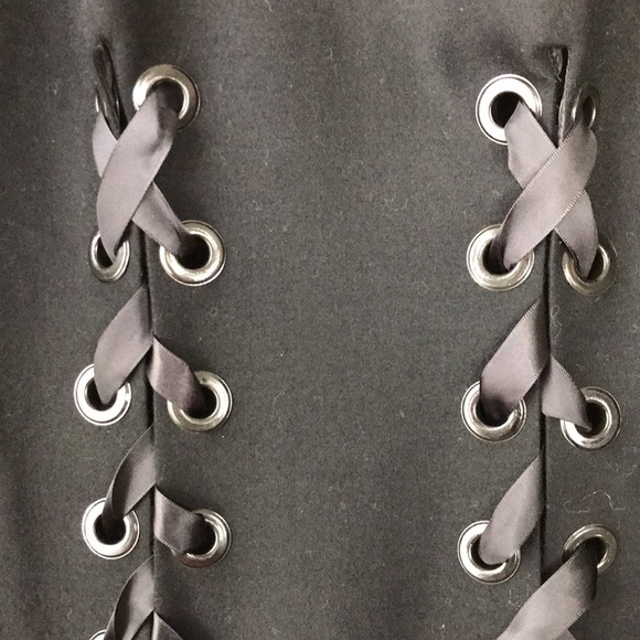 I-AM-ZOE by Otilia Mendez long sleeve wool mini lace up shift dress sz m… - Picture 8 of 11